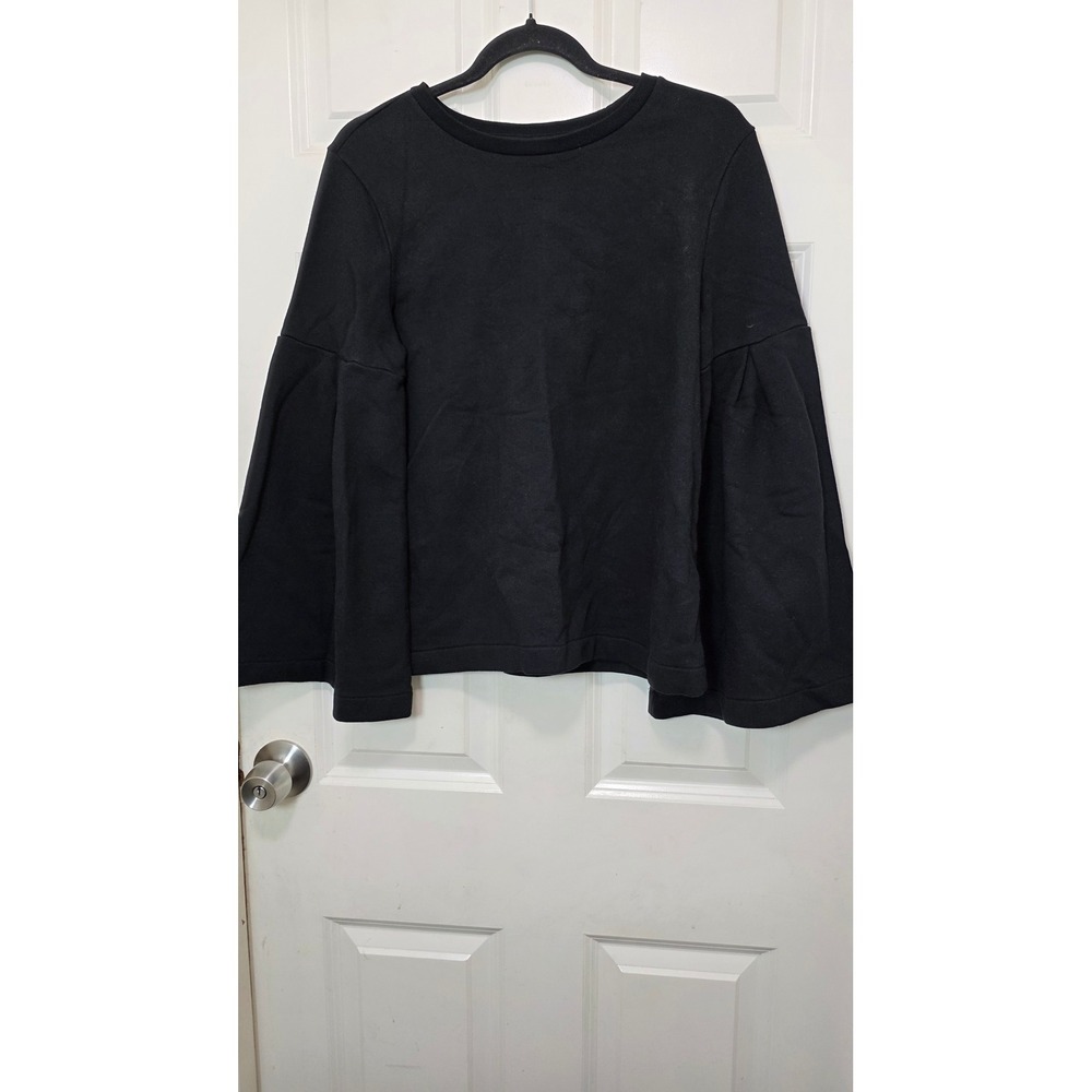 Banana Republic Bell Sleeve Sweatshirt Womens S Black Pleated Knit Pullover Grun - Picture 2 of 7